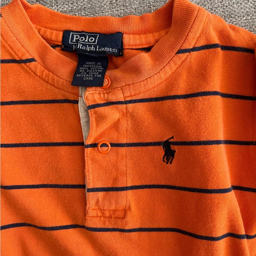 Ralph Lauren 2-pack Orange and Blue Striped Baby Rompers boys 6 and 18 months - Picture 11 of 12